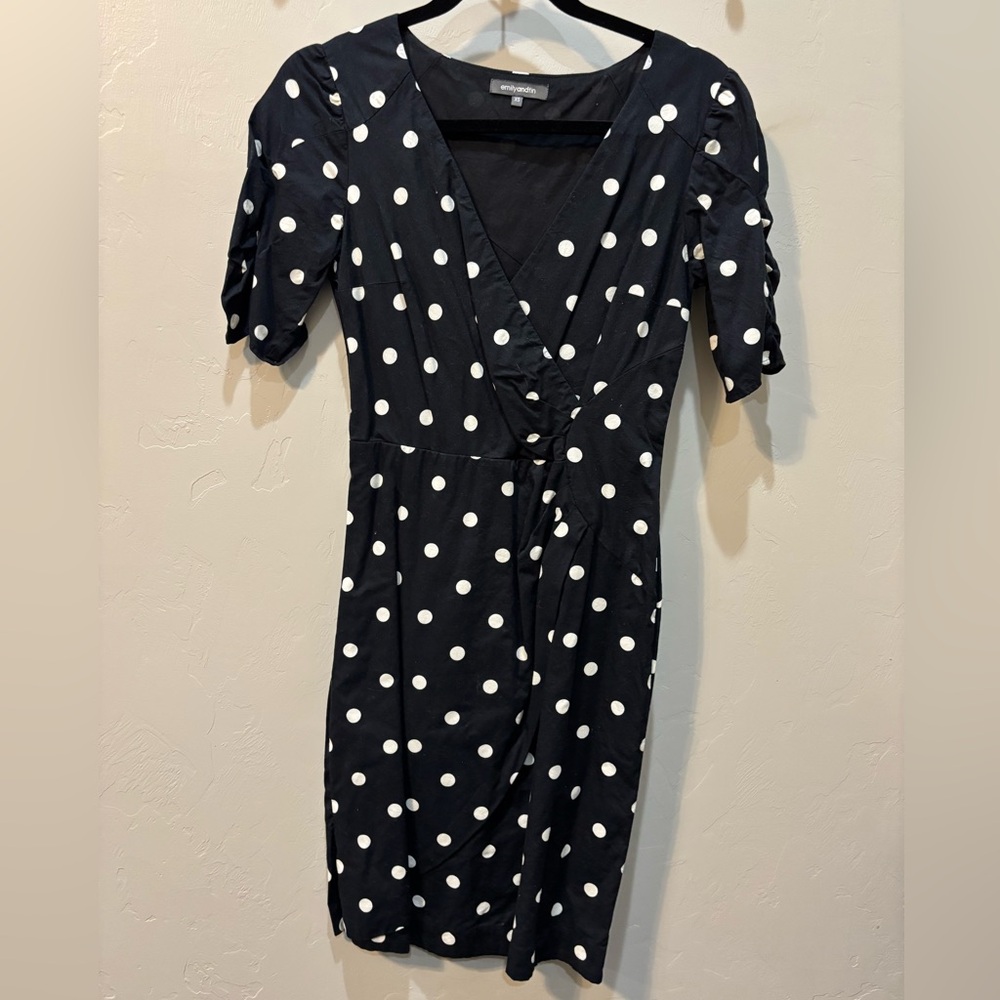 Emily and Fin | Black & White Polka Dot Dress | Puff Sleeves | VGUC | XS